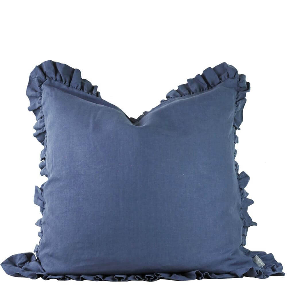 Also Home Olivia Aegean Blue Ruffle Pillow